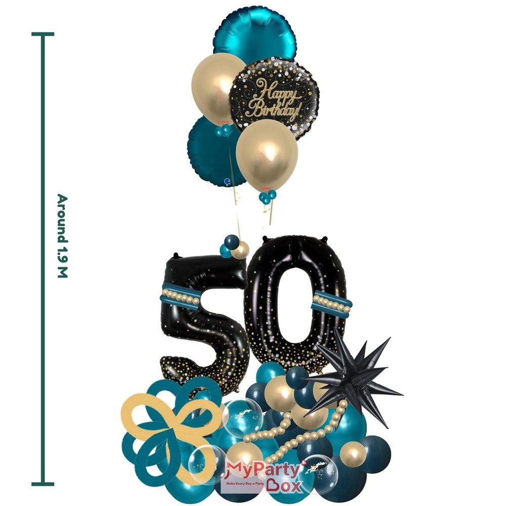 Teal Black Balloon Bouquet