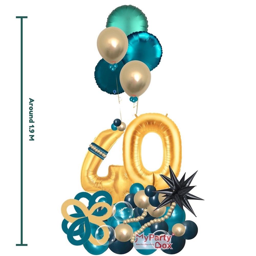 Teal Gold balloon bouquet