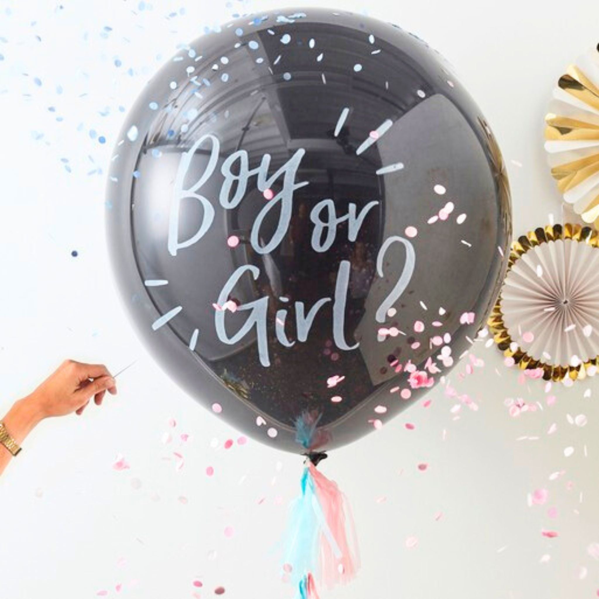 Boy or Girl Gender Reveal Balloon with confetti