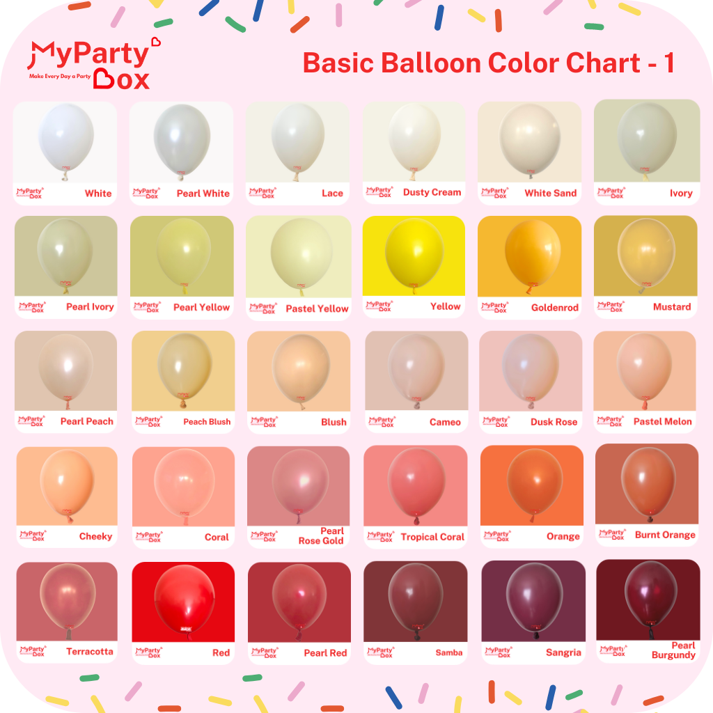 My Party Box Balloon Color Chart