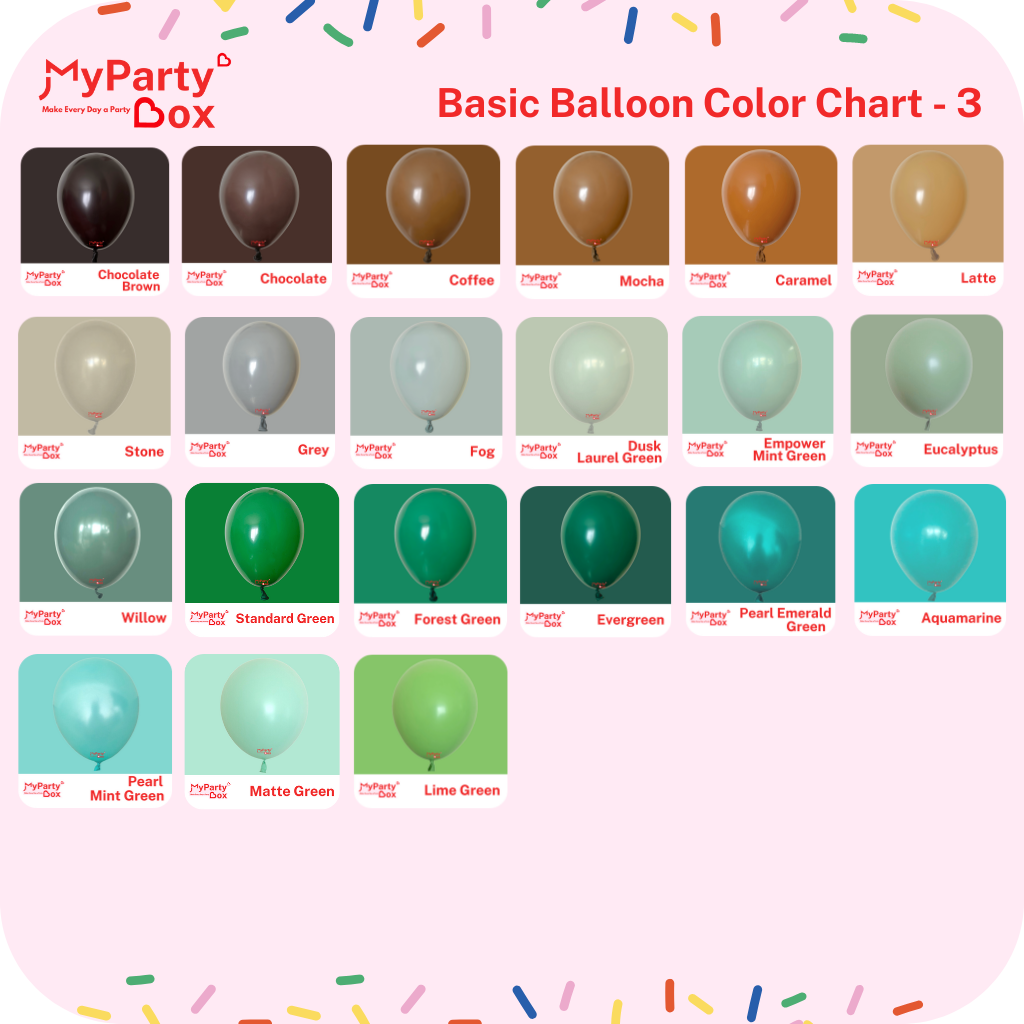 My Party Box Balloon Color Chart
