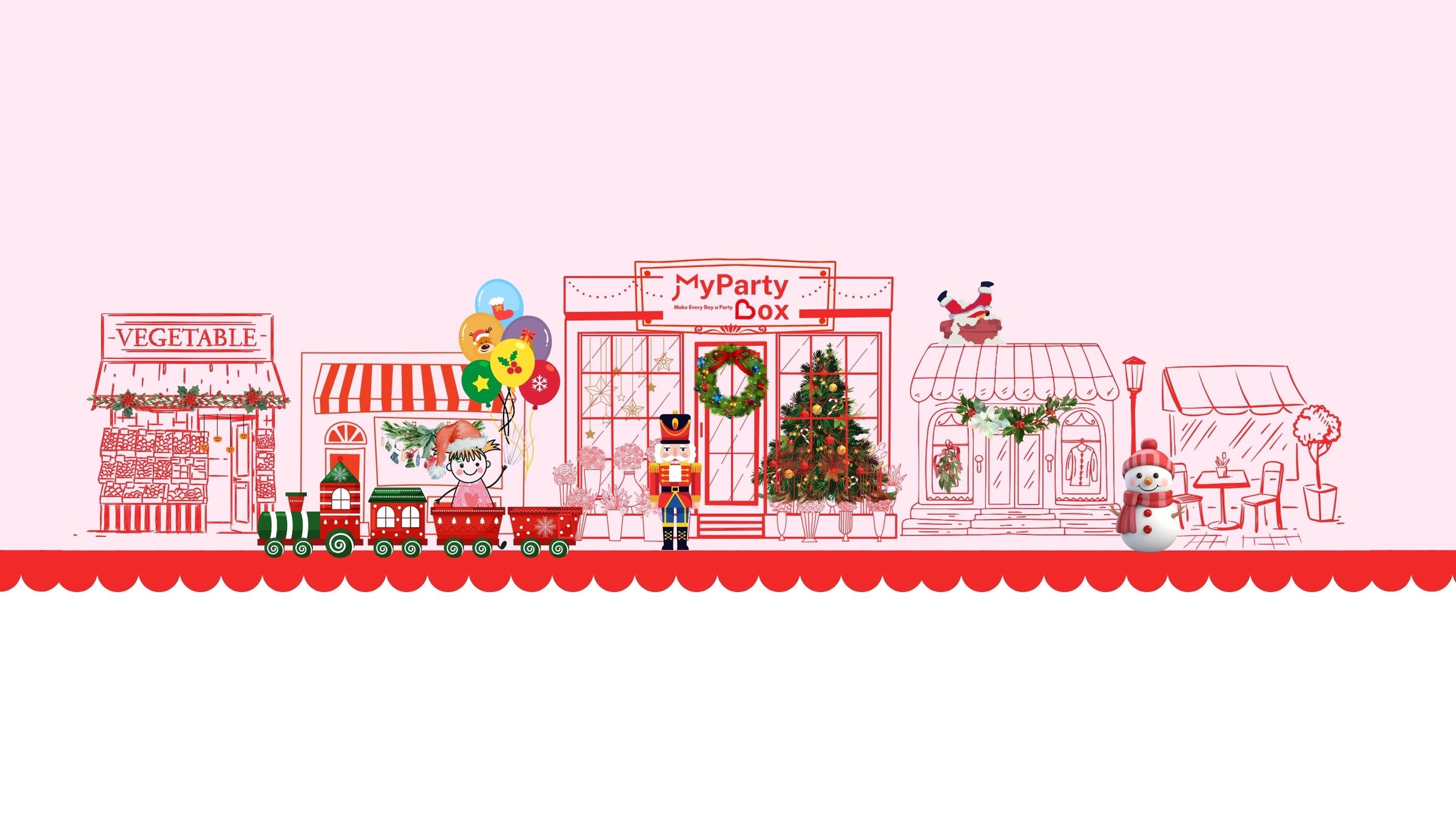 Decorative border with Christmas-themed illustrations on a white background