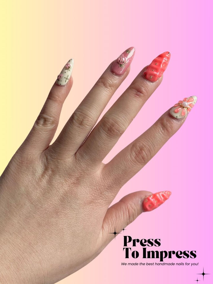 Strawberry 3D  Handmade Press on Nails