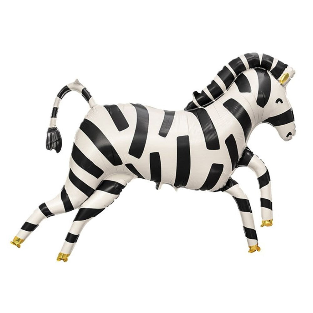 Inflatable zebra toy on a white background