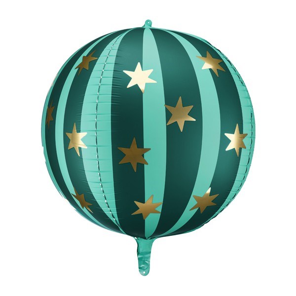 Green ball balloon with star and strip pattern