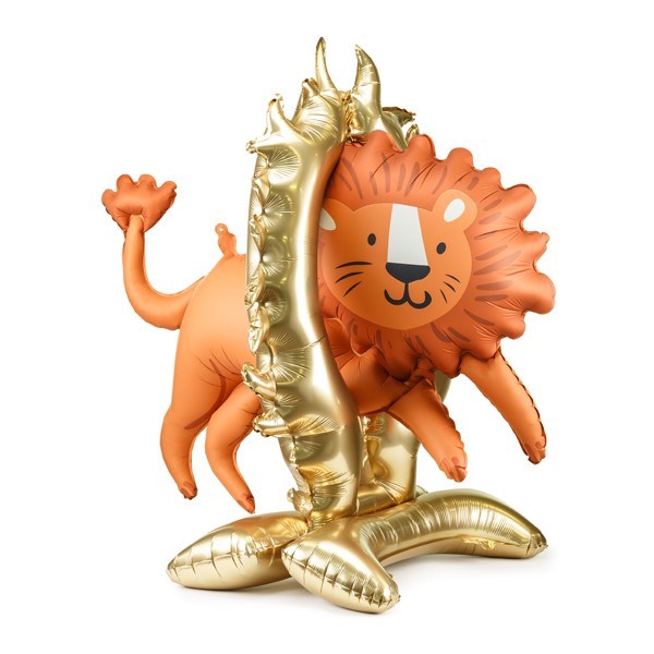 Inflatable  lion balloon  over gold inflatable fire frame ring