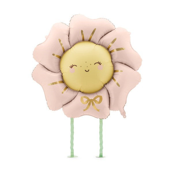 Floral shape foil balloon with smile face and walking leg