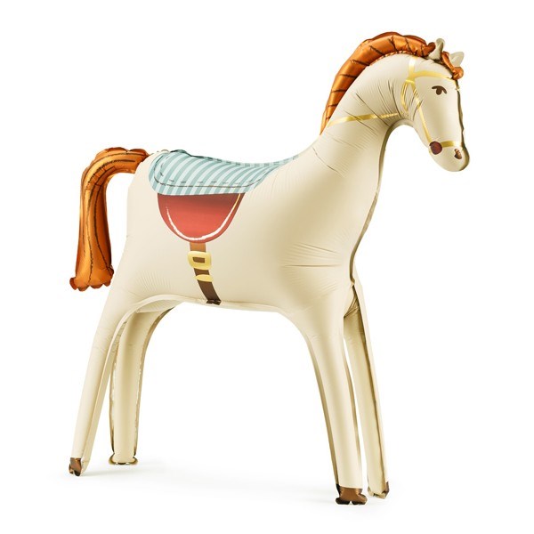 Decorative horse balloon with a saddle on a white background