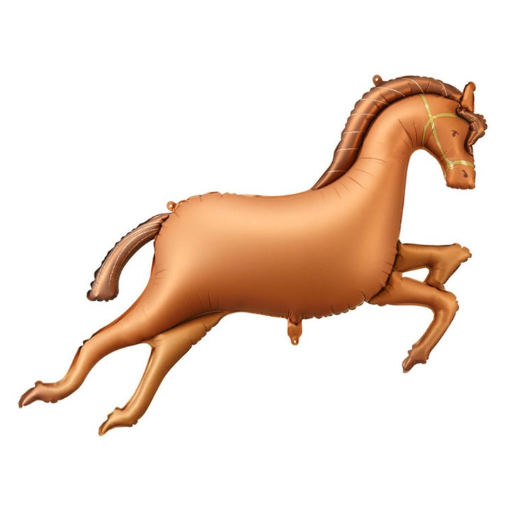 Bronze-colored horse-shaped balloon on a white background