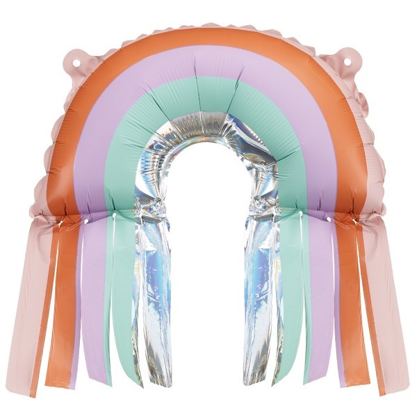 Pastel-colored inflatable balloon with fringe  on a white background