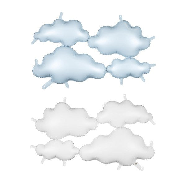 Set of cloud-shaped balloons on a white background