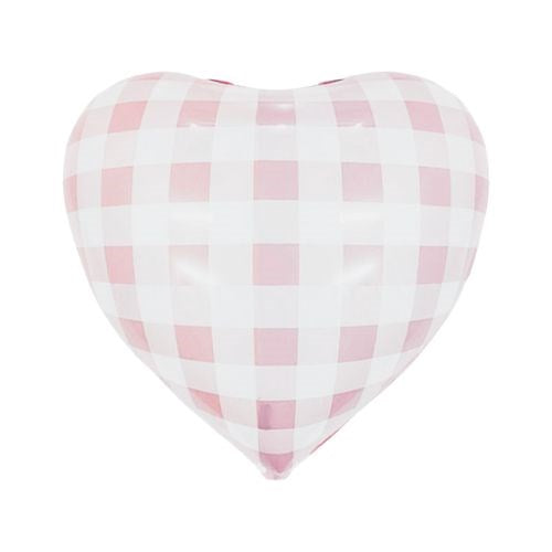 18" (45cm) Pastel Green Gingham Foil Heart Balloon