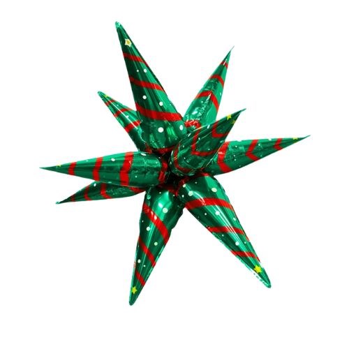 Green & Red Christmas Starburst Foil Balloon (68cm)