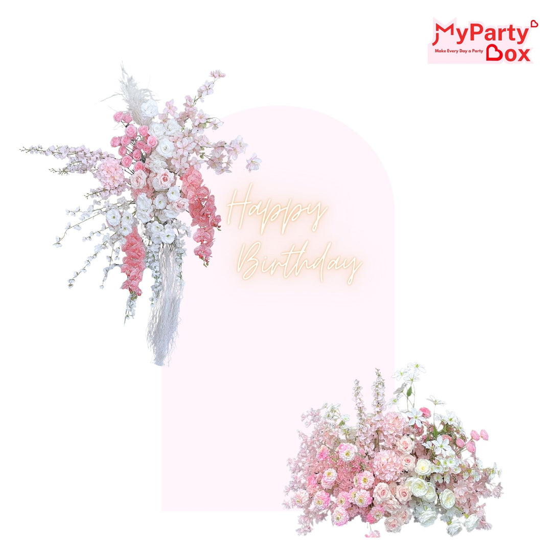 Green Backdrop & Classic White Floral Rental Bundle