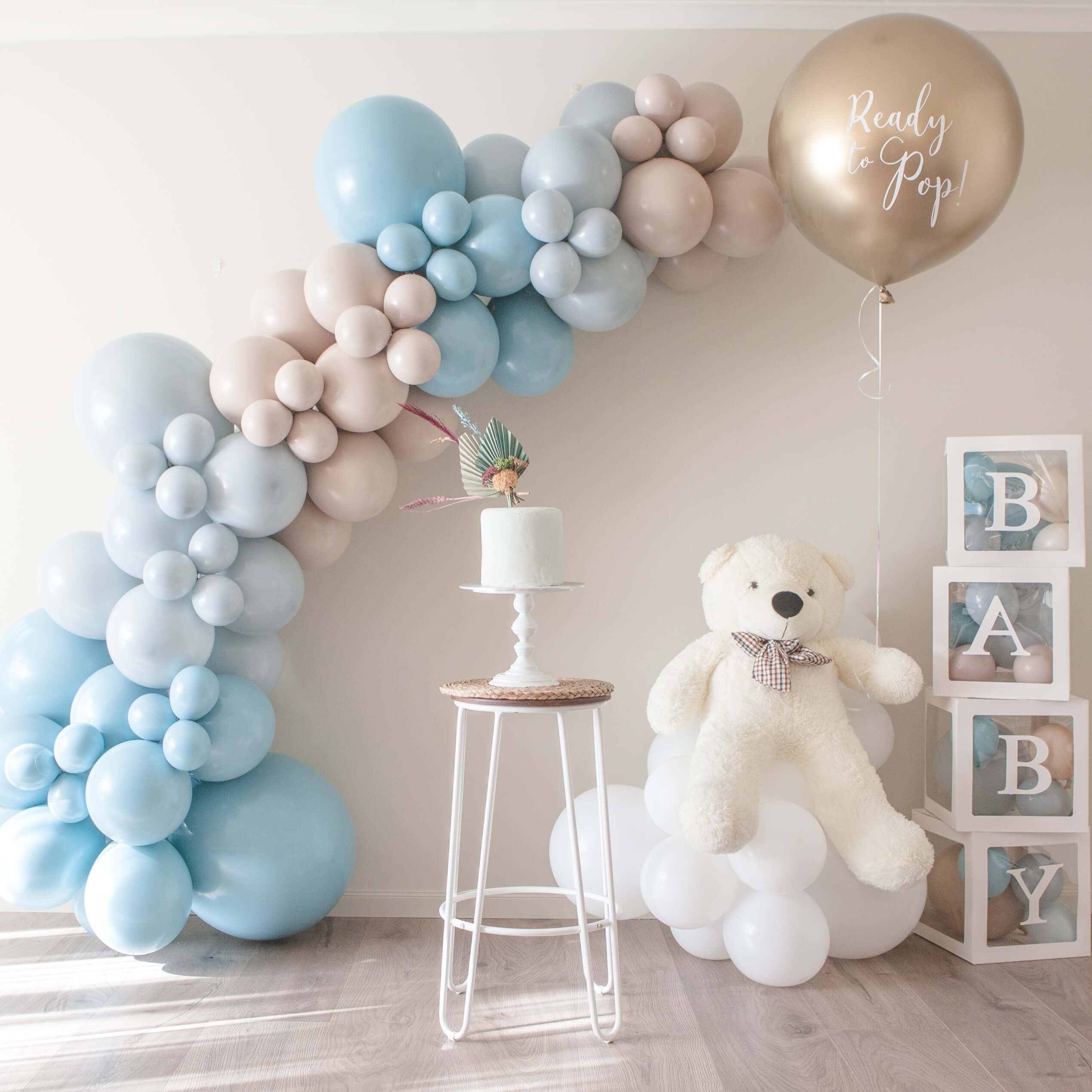 We Can't Bearly Wait Gender Reveal Balloon Garland DIY Kit - Seaglass & Fog