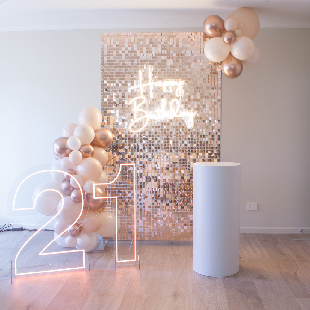 Rose Gold Shimmer Wall Combo with Balloon