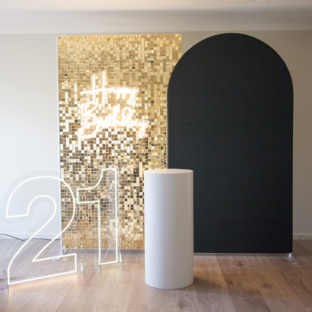 Gold Shimmer Wall and Black Arch