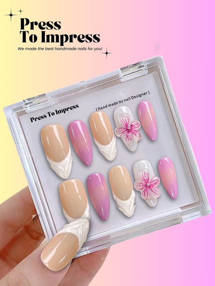 Forever Blossom Almond Handmade  Press-On Nails