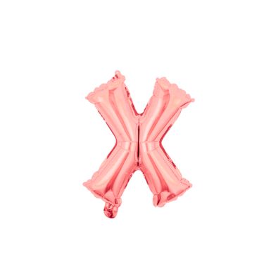 16" (40cm) Rose Gold Mini Foil Letter Balloon - X (Air-filled)