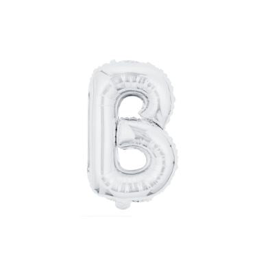 16" (40cm) Silver Mini Foil Letter Balloon - B (Air-filled)