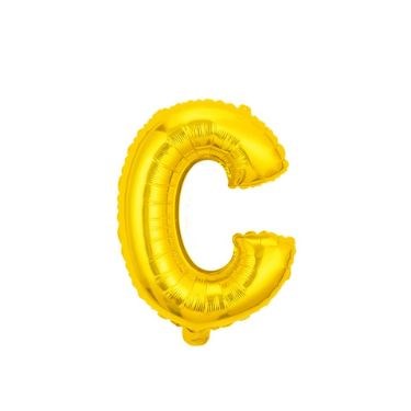 16" (40cm) Gold Mini Foil Letter Balloon - C (Air-filled)