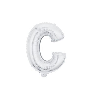 16" (40cm) Silver Mini Foil Letter Balloon - C (Air-filled)