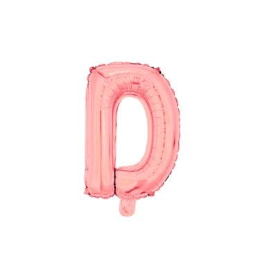 16" (40cm) Rose Gold Mini Foil Letter Balloon - D (Air-filled)