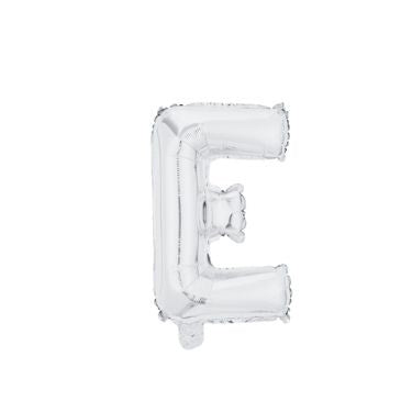 16" (40cm) Silver Mini Foil Letter Balloon - E (Air-filled)