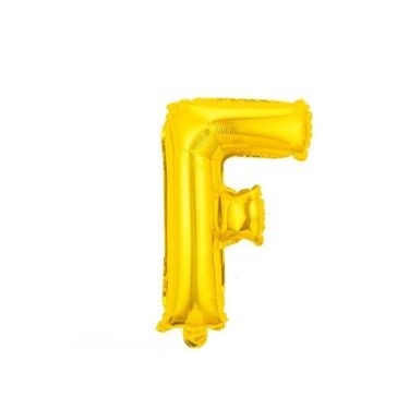 16" (40cm) Gold Mini Foil Letter Balloon - F (Air-filled)