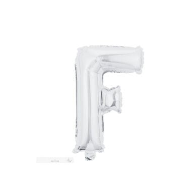 16" (40cm) Silver Mini Foil Letter Balloon - F (Air-filled)