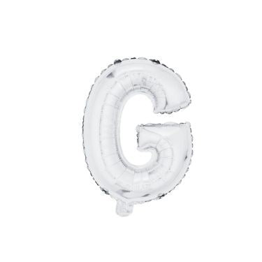 16" (40cm) Silver Mini Foil Letter Balloon - G (Air-filled)