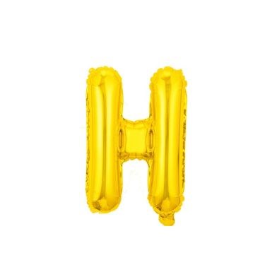 16" (40cm) Gold Mini Foil Letter Balloon - H (Air-filled)