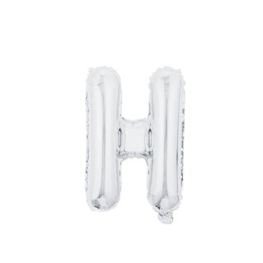 16" (40cm) Silver Mini Foil Letter Balloon - H (Air-filled)