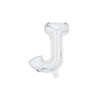 16" (40cm) Silver Mini Foil Letter Balloon - J (Air-filled)