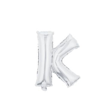 16" (40cm) Silver Mini Foil Letter Balloon - K (Air-filled)