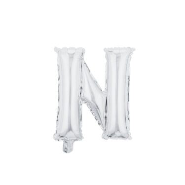 16" (40cm) Silver Mini Foil Letter Balloon - N (Air-filled)