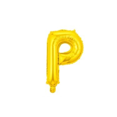 16" (40cm) Gold Mini Foil Letter Balloon - P (Air-filled)