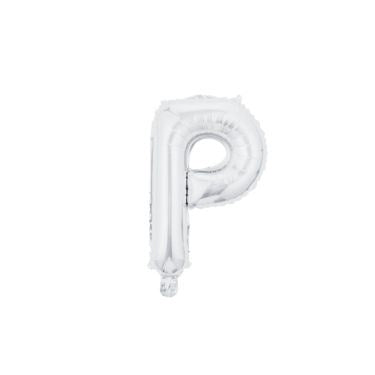 16" (40cm) Silver Mini Foil Letter Balloon - P (Air-filled)