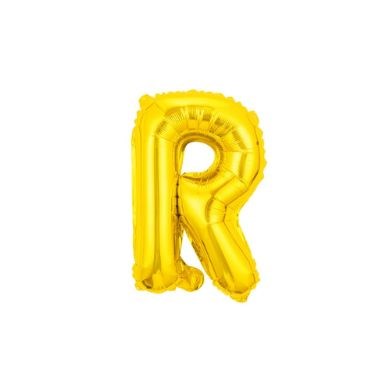 16" (40cm) Gold Mini Foil Letter Balloon - R (Air-filled)