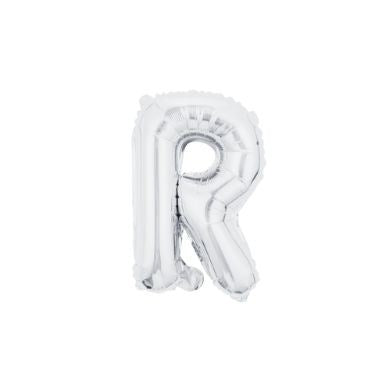 16" (40cm) Silver Mini Foil Letter Balloon - R (Air-filled)