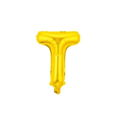 16" (40cm) Gold Mini Foil Letter Balloon - T (Air-filled)