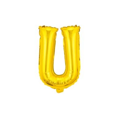 16" (40cm) Gold Mini Foil Letter Balloon - U (Air-filled)