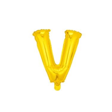 16" (40cm) Gold Mini Foil Letter Balloon - V (Air-filled)