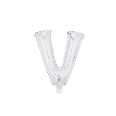 16" (40cm) Silver Mini Foil Letter Balloon - V (Air-filled)