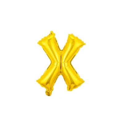 16" (40cm) Gold Mini Foil Letter Balloon - X (Air-filled)