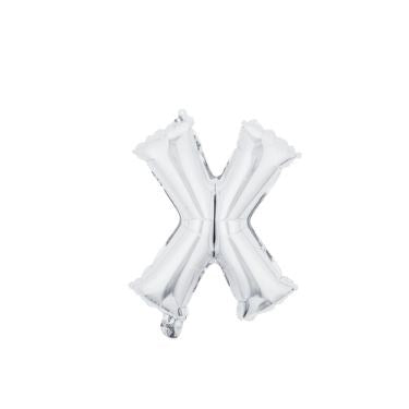 16" (40cm) Silver Mini Foil Letter Balloon - X (Air-filled)