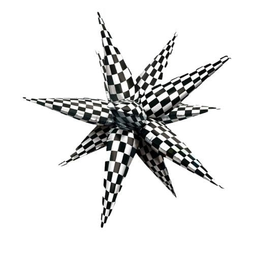 Checkerboard  Starburst Foil Balloon (68cm)