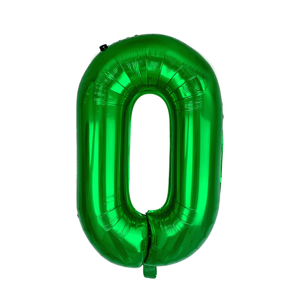 Green Foil Number Helium Balloon 0