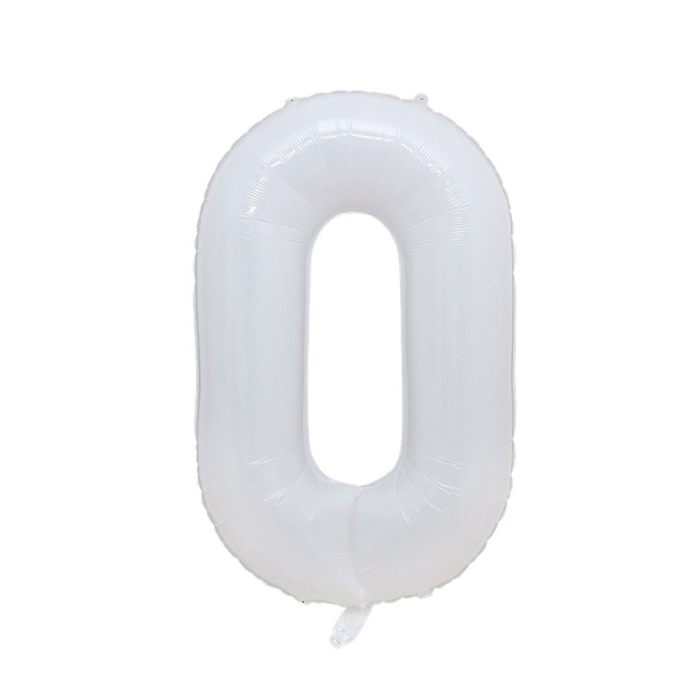 White Foil Number Balloon 0