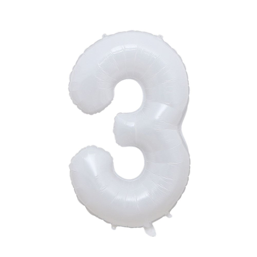 White Foil Number Balloon 3